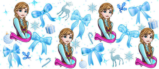 Winter princess theme UV DTF Cup Wrap for 16oz Libbey Glass