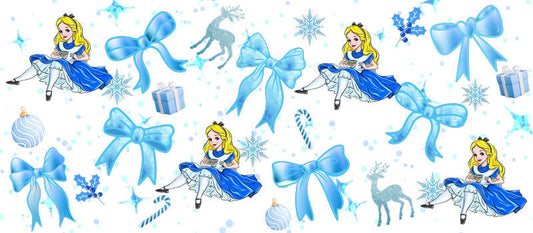 Storybook princess illustration UV DTF Cup Wrap for 16oz Libbey Glass