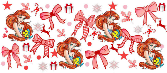 Red hair princess design UV DTF Cup Wrap for 16oz Libbey Glass