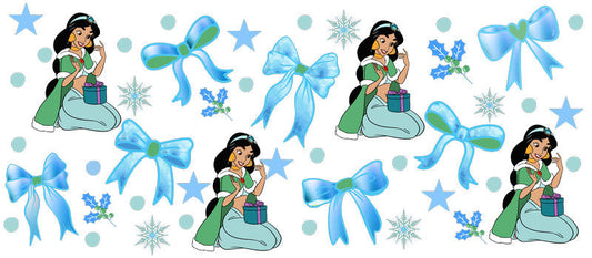 Green princess themed UV DTF Cup Wrap for 16oz Libbey Glass