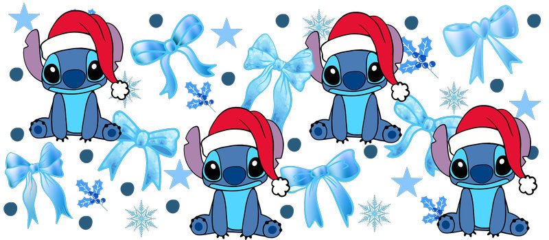 Blue alien themed UV DTF Cup Wrap for 16oz Libbey Glass
