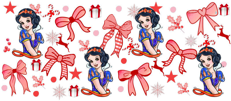 Storybook girl illustration UV DTF Cup Wrap for 16oz Libbey Glass
