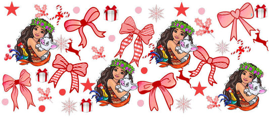 Island girl themed UV DTF Cup Wrap for 16oz Libbey Glass