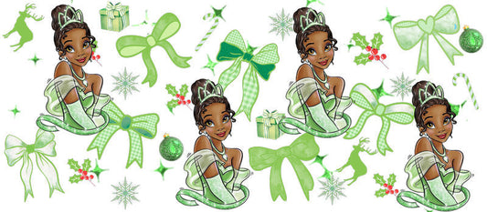 Green island princess UV DTF Cup Wrap for 16oz Libbey Glass