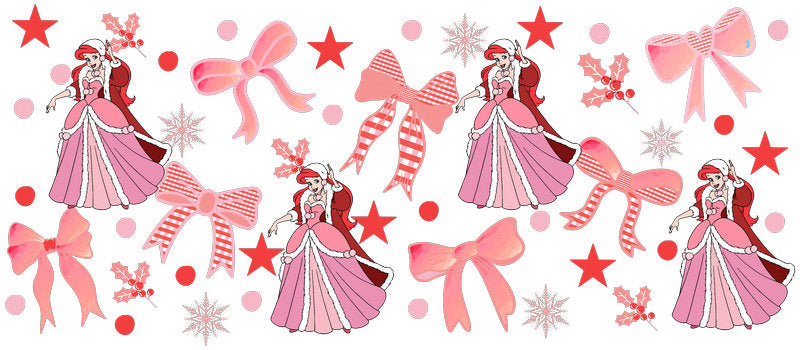 Pink ballroom princess UV DTF Cup Wrap for 16oz Libbey Glass
