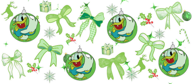 Green frog bow themed UV DTF Cup Wrap for 16oz Libbey Glass
