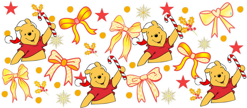 Yellow bear design UV DTF Cup Wrap for 16oz Libbey Glass