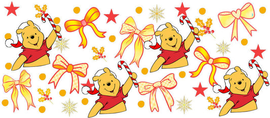 Yellow bear design UV DTF Cup Wrap for 16oz Libbey Glass