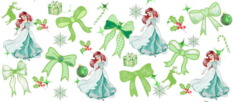 Green fairy princess UV DTF Cup Wrap for 16oz Libbey Glass