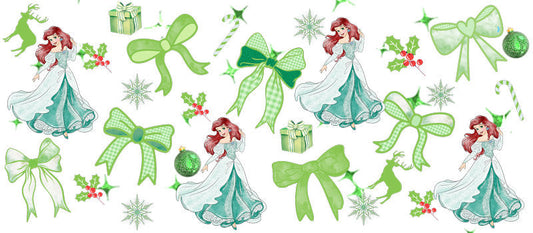 Green fairy princess UV DTF Cup Wrap for 16oz Libbey Glass