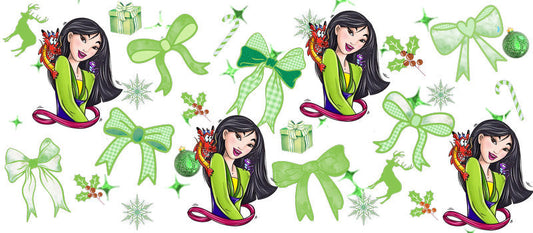 Forest girl illustration UV DTF Cup Wrap for 16oz Libbey Glass