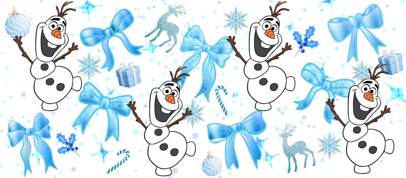 Snowman themed UV DTF Cup Wrap for 16oz Libbey Glass
