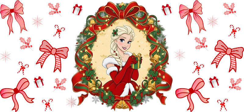 Christmas Fairytale Girl UV DTF Cup Wrap for 16oz Libbey Glass