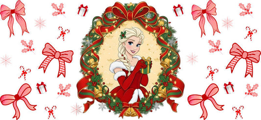 Christmas Fairytale Girl UV DTF Cup Wrap for 16oz Libbey Glass