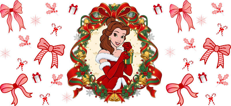 Christmas Enchanted Girl UV DTF Cup Wrap for 16oz Libbey Glass