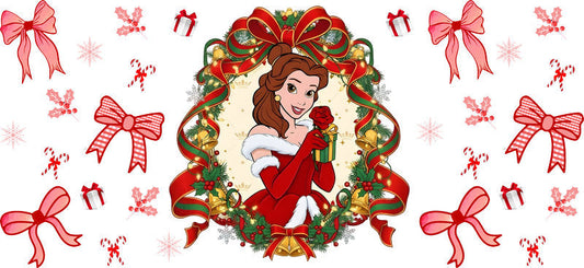 Christmas Enchanted Girl UV DTF Cup Wrap for 16oz Libbey Glass