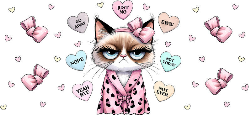 Grumpy Cat Valentine Cup Wrap for 16oz Libbey Glass