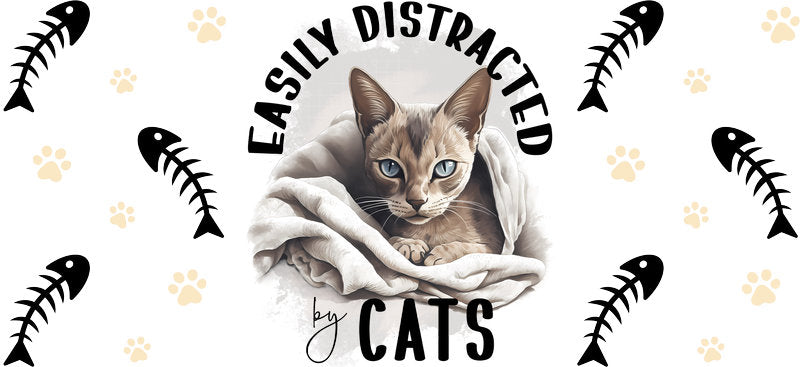 Easily Distracted by Cats Cup Wrap for 16oz Libbey Glass