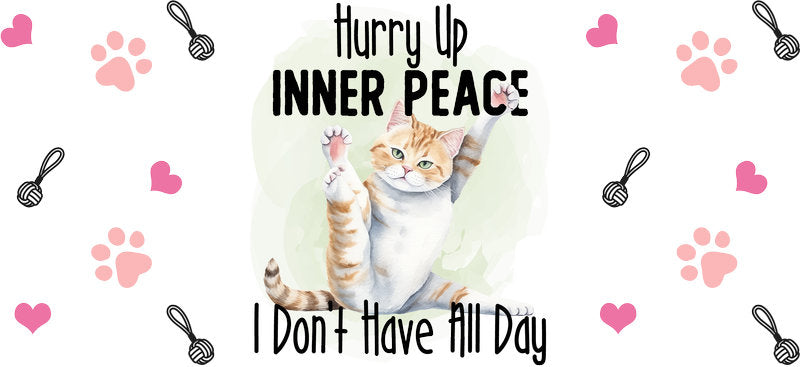 Cat Inner Peace Quote Cup Wrap for 16oz Libbey Glass