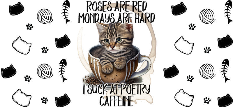 Fueled by Coffee and Cats Cup Wrap for 16oz Libbey Glass