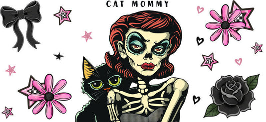Gothic Cat Mom Artwork Cup Wrap for 16oz Libbey Glass