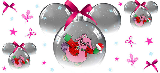 Angel pink alien, holiday themed 16oz Libbey glass wrap