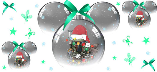 Mickey and Minnie in festive outfit, holiday 16oz Libbey cup decal