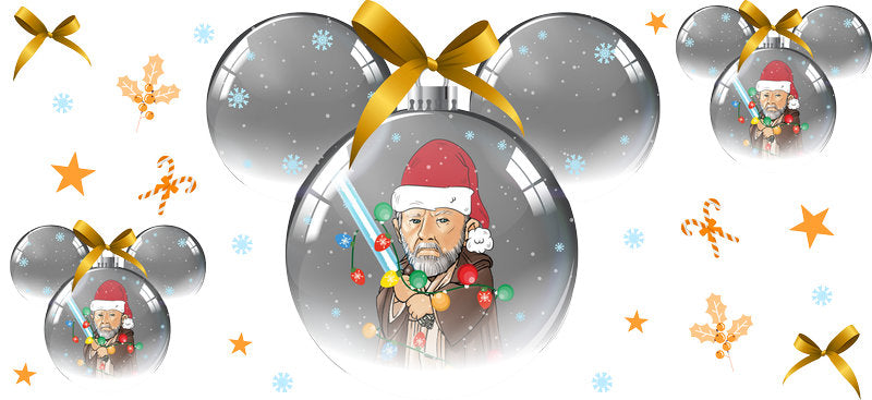 Santa Claus holding gift, winter holiday cup wrap
