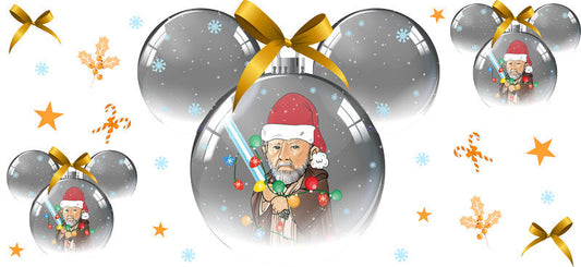 Santa Claus holding gift, winter holiday cup wrap
