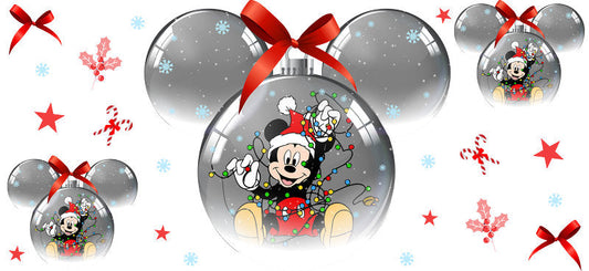 Mickey and Minnie couple, winter holiday design, cup decal