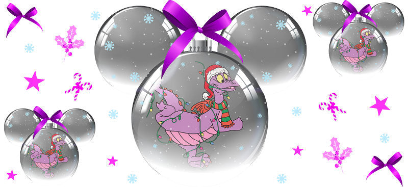 Pink alien angel with stars, festive holiday 16oz glass wrap
