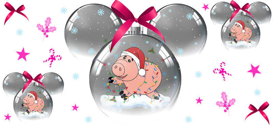 Piglet with Christmas hat, winter holiday cup decal