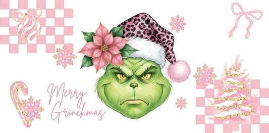 Christmas Green Holiday Character Cup Wrap for 16oz Libbey Glass