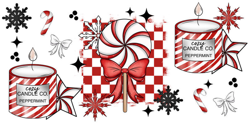 Christmas Peppermint Cocoa Cup Wrap for 16oz Libbey Glass