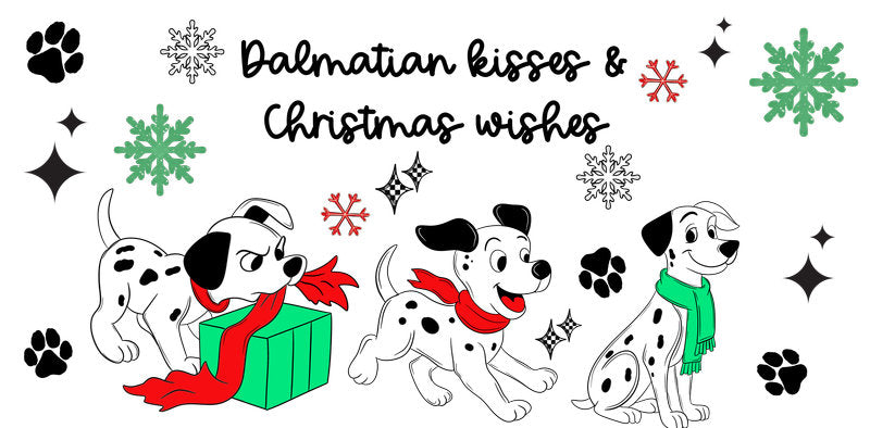 Dalmatian Christmas Wishes Cup Wrap for 16oz Libbey Glass