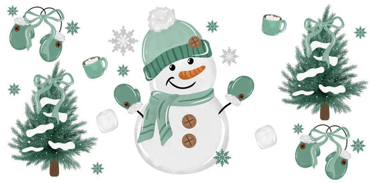 Winter Snowman Forest Cup Wrap for 16oz Libbey Glass