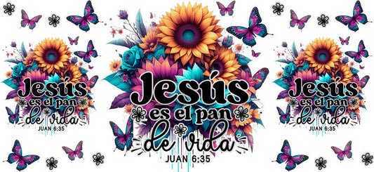 KA-9602 jesus floral inspired UV DTF cup wrap for libbey glass with bible verse spiritual theme