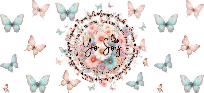 KA-9607 christian floral design UV DTF cup wrap for libbey glass with inspirational faith message
