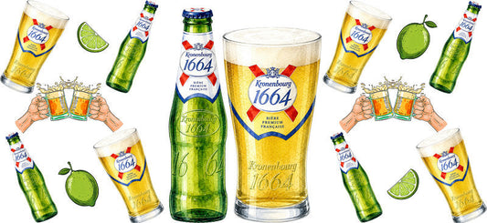 KA-9624 golden beer drink UV DTF cup wrap for 16oz glass can party aesthetic