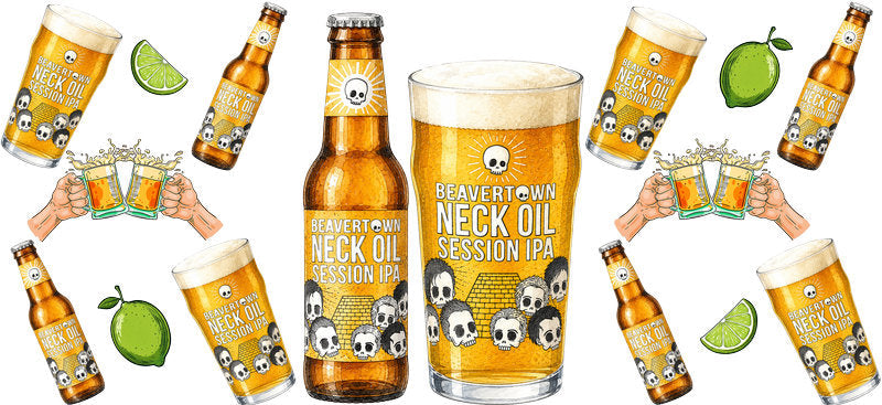 KA-9626 summer party beer UV DTF cup wrap for 16oz glass can drink aesthetic