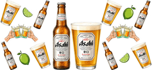 KA-9634 golden foam beer UV DTF cup wrap for 16oz glass can bar style design