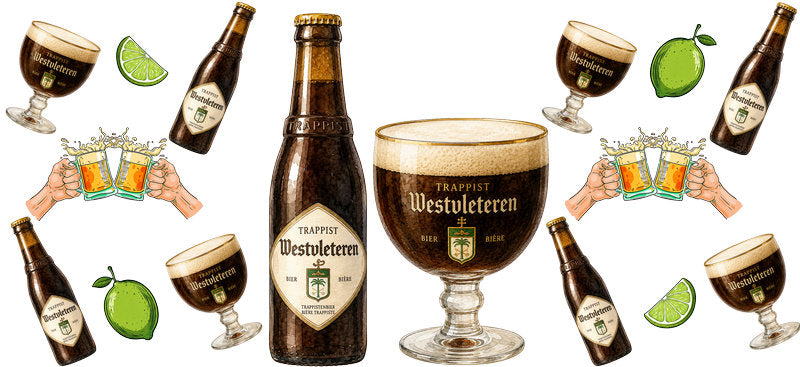 KA-9659 golden beer glass UV DTF cup wrap for 16oz glass can party design