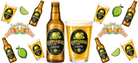 KA-9671 fresh lager glass UV DTF cup wrap for 16oz glass can drink design