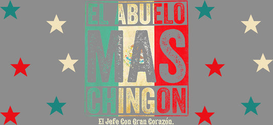 KA-9684 latino el abuelo chingon uv dtf cup wrap for 16oz glass can custom cup decal cultural gift design