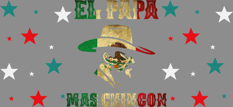 KA-9692 el papa retro style uv dtf cup wrap for 16oz glass can bold latino custom cup decal design