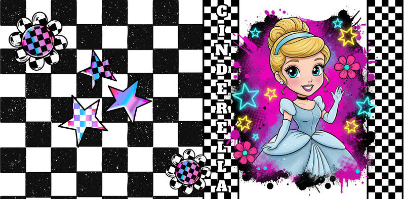 KA-9714 royal character uv dtf cup wrap for 16oz glass can custom cup decal fairytale design
