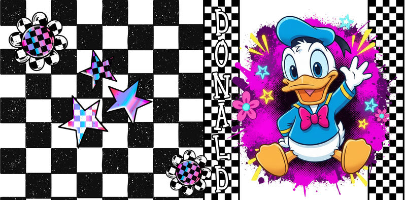 KA-9717 duck character uv dtf cup wrap for 16oz glass can custom cup decal classic cartoon design