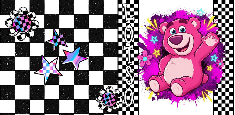 KA-9722 pink bear character uv dtf cup wrap for 16oz glass can custom cup decal cute toy design