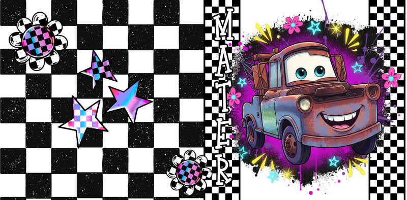 KA-9724 race car character uv dtf cup wrap for 16oz glass can custom cup decal racing design