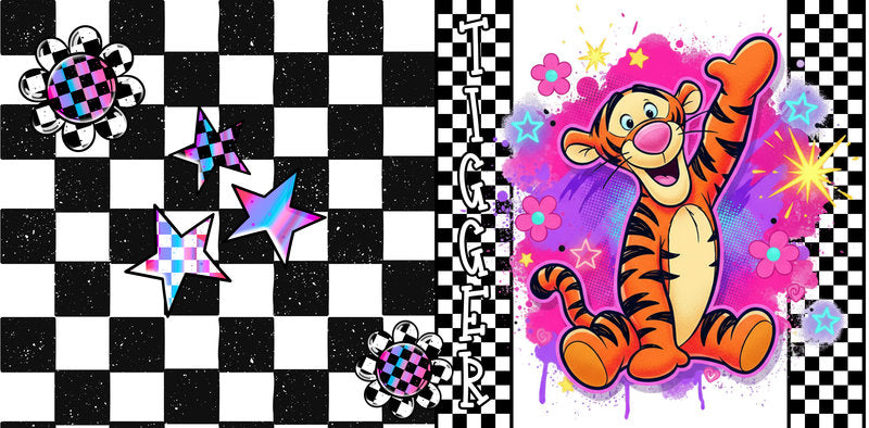 KA-9739 striped tiger character uv dtf cup wrap for 16oz glass can custom cup decal playful design